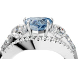 White gold Three-Stone Fancy Blue Heart Cut Diamond Engagement Ring with Pave Band and Prong Setting_4