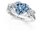 White gold Three-Stone Fancy Blue Heart Cut Diamond Engagement Ring with Prong Setting_16