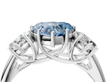 White gold Three-Stone Fancy Blue Heart Cut Diamond Engagement Ring with Prong Setting_19