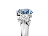 White gold Three-Stone Fancy Blue Heart Cut Diamond Engagement Ring with Prong Setting_20