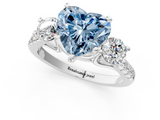 White gold Three-Stone Fancy Blue Heart  Cut Diamond Pavé Band with Four-Prong Setting_29