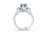 White gold Three-Stone Fancy Blue Heart  Cut Diamond Pavé Band with Four-Prong Setting_31