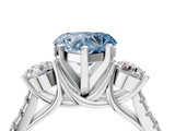 White gold Three-Stone Fancy Blue Heart  Cut Diamond Pavé Band with Four-Prong Setting_32