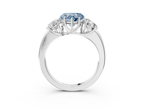 White gold Three-Stone Fancy Blue Heart  Cut Diamond Ring with Channel-Set Band and Four-Prong Setting_47