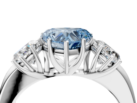 White gold Three-Stone Fancy Blue Heart  Cut Diamond Ring with Channel-Set Band and Four-Prong Setting_48