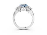 White gold Three-Stone Fancy Blue Heart  Cut Diamond Ring with Channel-Set Band and Four-Prong Setting_64