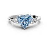 White gold Three-Stone Fancy Blue Heart  Cut Diamond Ring with Pear Side Stones in Four-Prong Setting_116