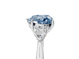 White gold Three-Stone Fancy Blue Heart  Cut Diamond Ring with Pear Side Stones in Four-Prong Setting_122
