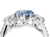 White gold Three-Stone Fancy Blue Heart Cut Diamond Ring with Round  Pavé Band and Prong Setting_153