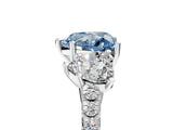 White gold Three-Stone Fancy Blue Heart Cut Diamond Ring with Round  Pavé Band and Prong Setting_154