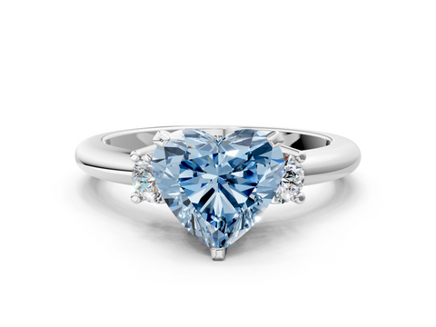 White gold Three-Stone Fancy Blue Heart  Cut Diamond Solitaire with Prong Setting and Classic Band_44