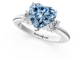 White gold Three-Stone Fancy Blue Heart  Cut Diamond Solitaire with Prong Setting and Classic Band_45