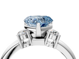 White gold Three-Stone Fancy Blue Heart  Cut Diamond Solitaire with Prong Setting and Classic Band_48