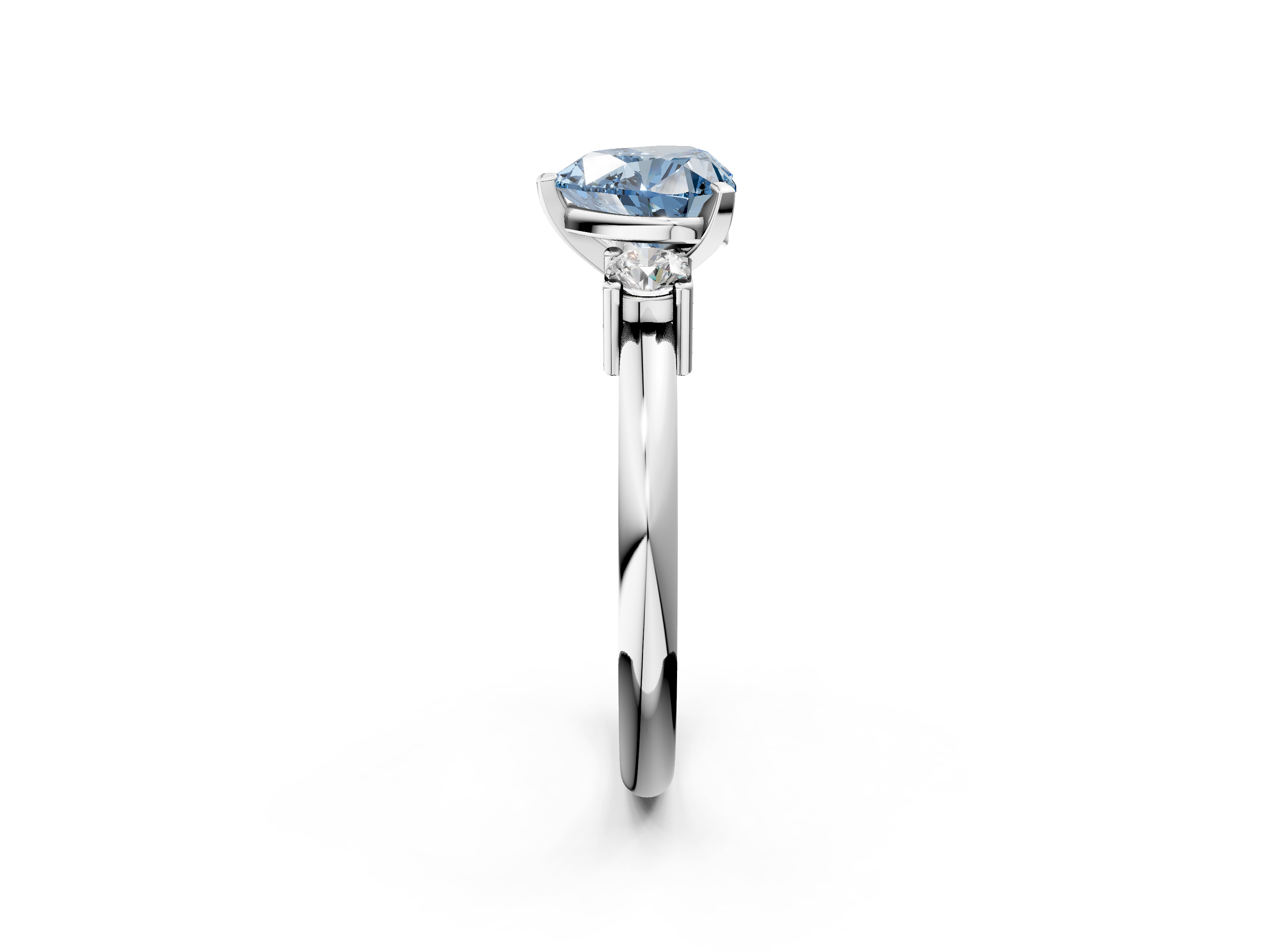 White gold Three-Stone Fancy Blue Heart  Cut Diamond Solitaire with Prong Setting and Classic Band_50