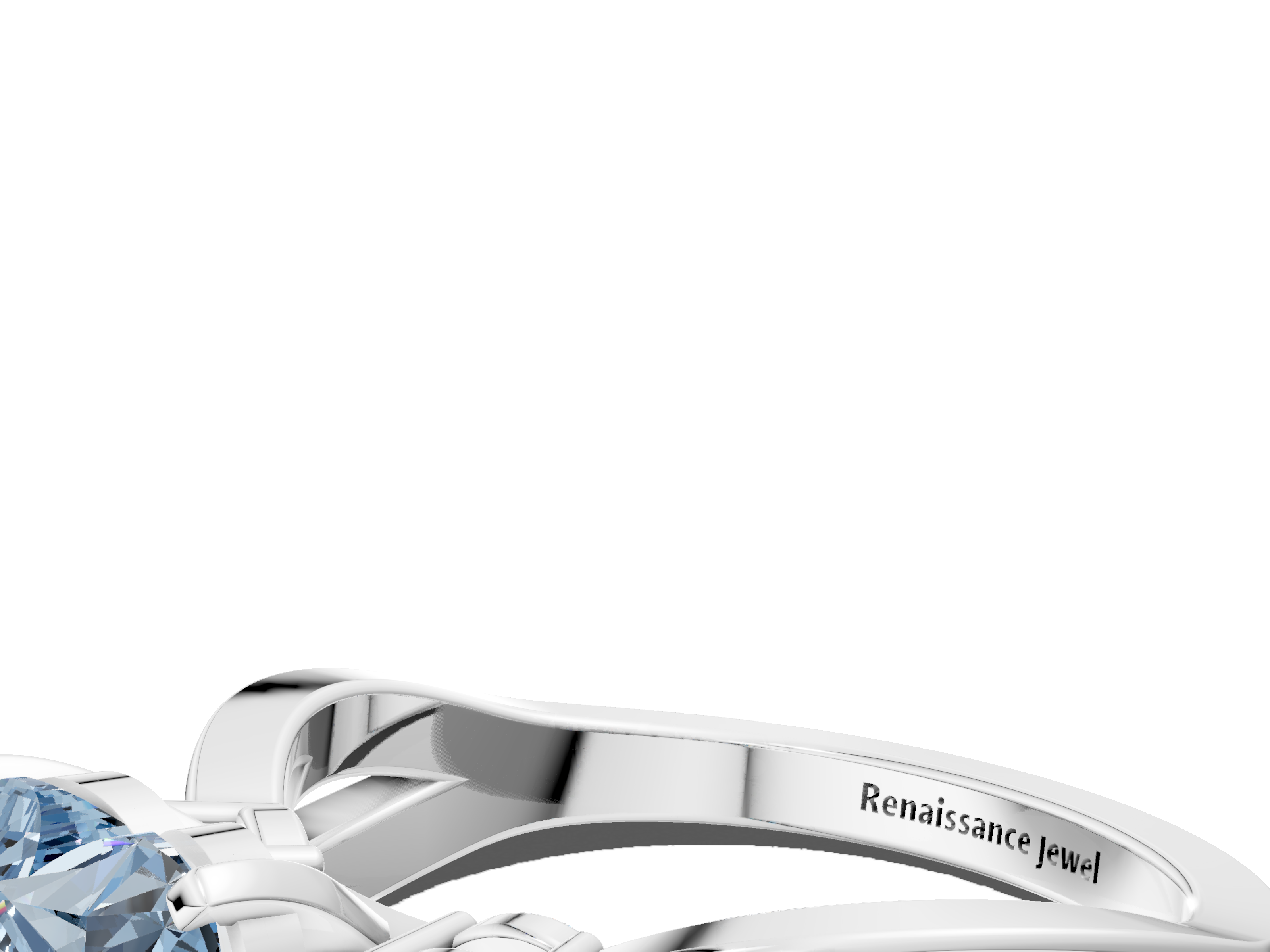 White gold Three-Stone Fancy Blue Heart  Cut Diamond Twist Band with Prong Setting_50