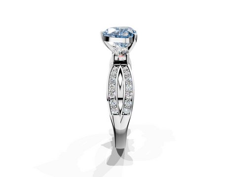 White gold Three-Stone Fancy Blue Heart  Cut Diamond Twist Band with Prong Setting_52