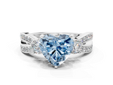 White gold Three-Stone Fancy Blue Heart  Cut Diamond Twist Band with Prong Setting_67