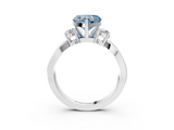 White gold Three-Stone Fancy Blue Heart  Cut Diamond Twist Band with Prong Setting_70