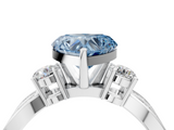 White gold Three-Stone Fancy Blue Heart  Cut Diamond Twist Band with Prong Setting_71