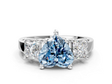 White gold Three-Stone Fancy Blue Heart  Cut Solitaire Ring with Prong Setting_3