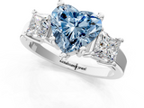 White gold Three-Stone Fancy Blue Heart  Cut Solitaire Ring with Prong Setting_4