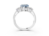 White gold Three-Stone Fancy Blue Heart  Cut Solitaire Ring with Prong Setting_6