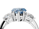 White gold Three-Stone Fancy Blue Heart  Cut Solitaire Ring with Prong Setting_7