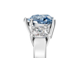 White gold Three-Stone Fancy Blue Heart  Cut Solitaire Ring with Prong Setting_8