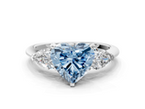 White gold Three-Stone Fancy Blue Heart  Diamond Ring with Pear Side Stones in Four-Prong Setting_58