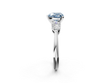 White gold Three-Stone Fancy Blue Heart  Diamond Ring with Pear Side Stones in Four-Prong Setting_60
