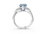 White gold Three-Stone Fancy Blue Heart  Diamond Ring with Pear Side Stones in Four-Prong Setting_62
