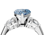 White gold Three-Stone Fancy Blue Heart  Diamond Ring with Pear Side Stones in Four-Prong Setting_63