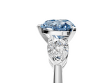 White gold Three-Stone Fancy Blue Heart  Diamond Ring with Pear Side Stones in Four-Prong Setting_63