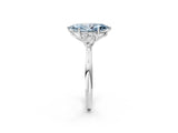 White gold Three-Stone Fancy Blue Marquise Cut Brilliant Diamond Solitaire Ring with Tapered Band and Four-Prong Setting_33