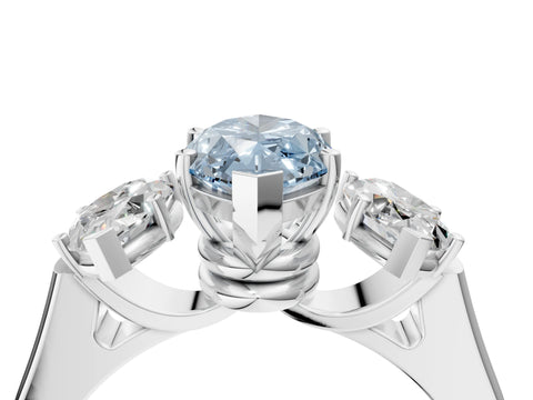 White gold Three-Stone Fancy Blue Marquise Cut Brilliant Diamond Trellis Ring with Comfort Fit Band_16