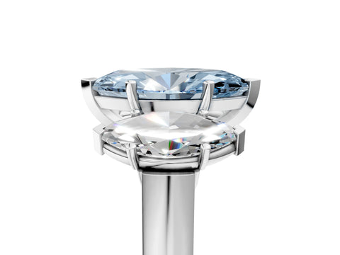 White gold Three-Stone Fancy Blue Marquise Cut Brilliant Diamond Trellis Ring with Comfort Fit Band_17