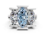White gold Three Stone Fancy Blue Marquise Cut Cut Channel Set Diamond Ring_24