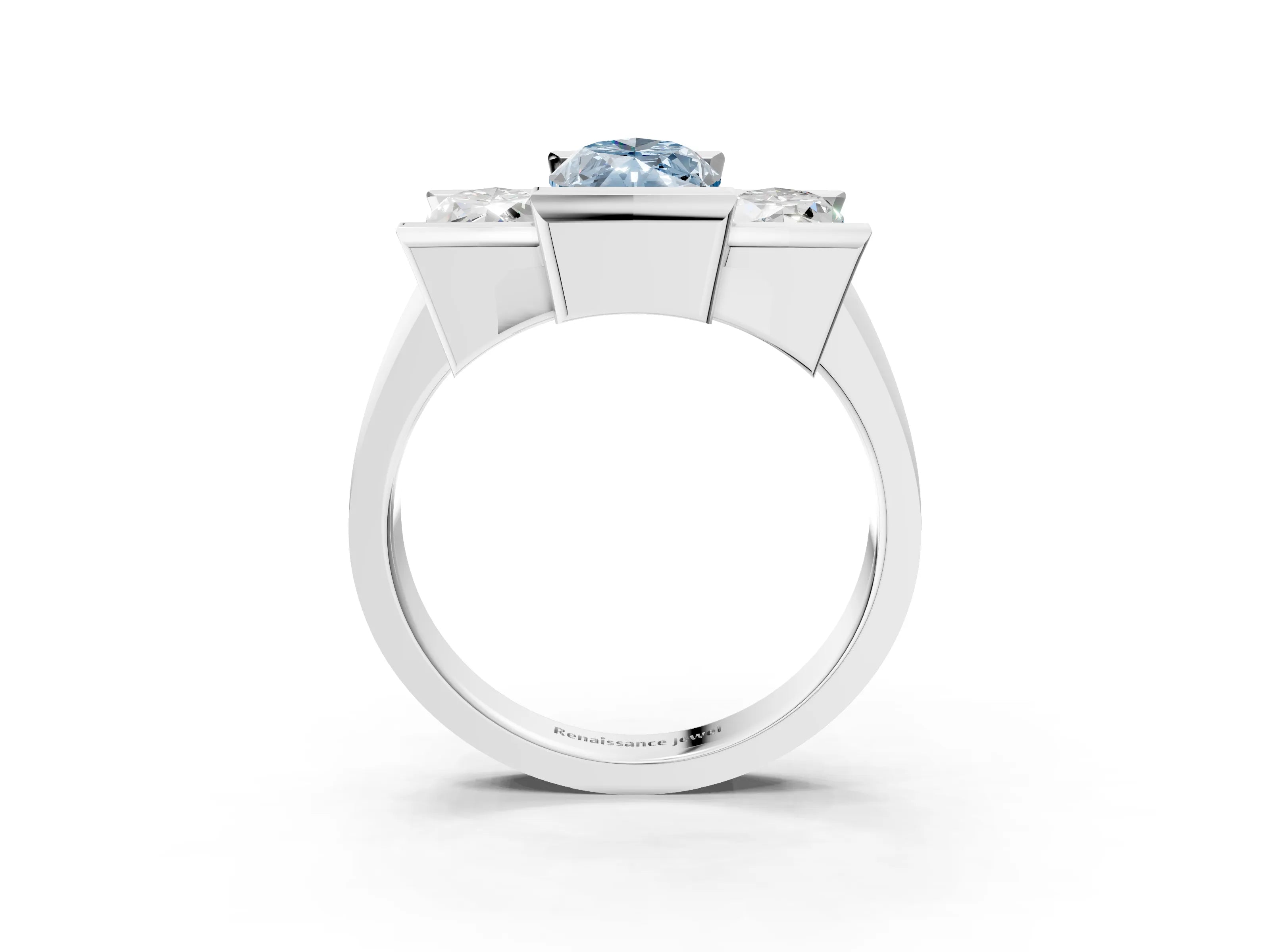 White gold Three Stone Fancy Blue Marquise Cut Cut Channel Set Diamond Ring_27