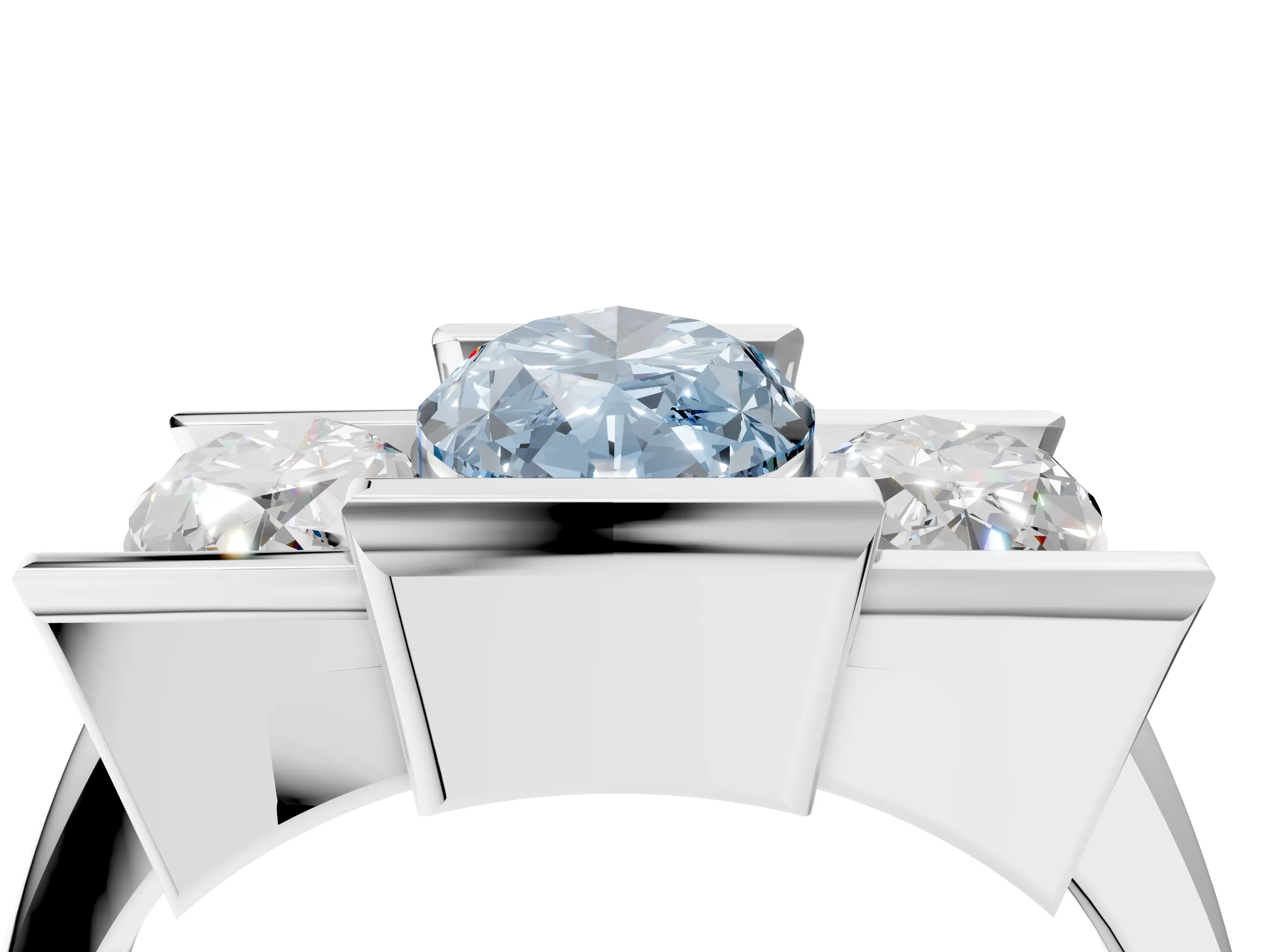 White gold Three Stone Fancy Blue Marquise Cut Cut Channel Set Diamond Ring_28
