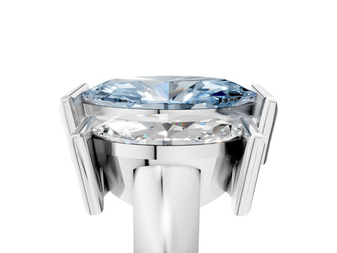 White gold Three Stone Fancy Blue Marquise Cut Cut Channel Set Diamond Ring_29