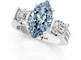 White gold Three-Stone Fancy Blue Marquise Cut Cut Classic Band Prong Setting Ring_1
