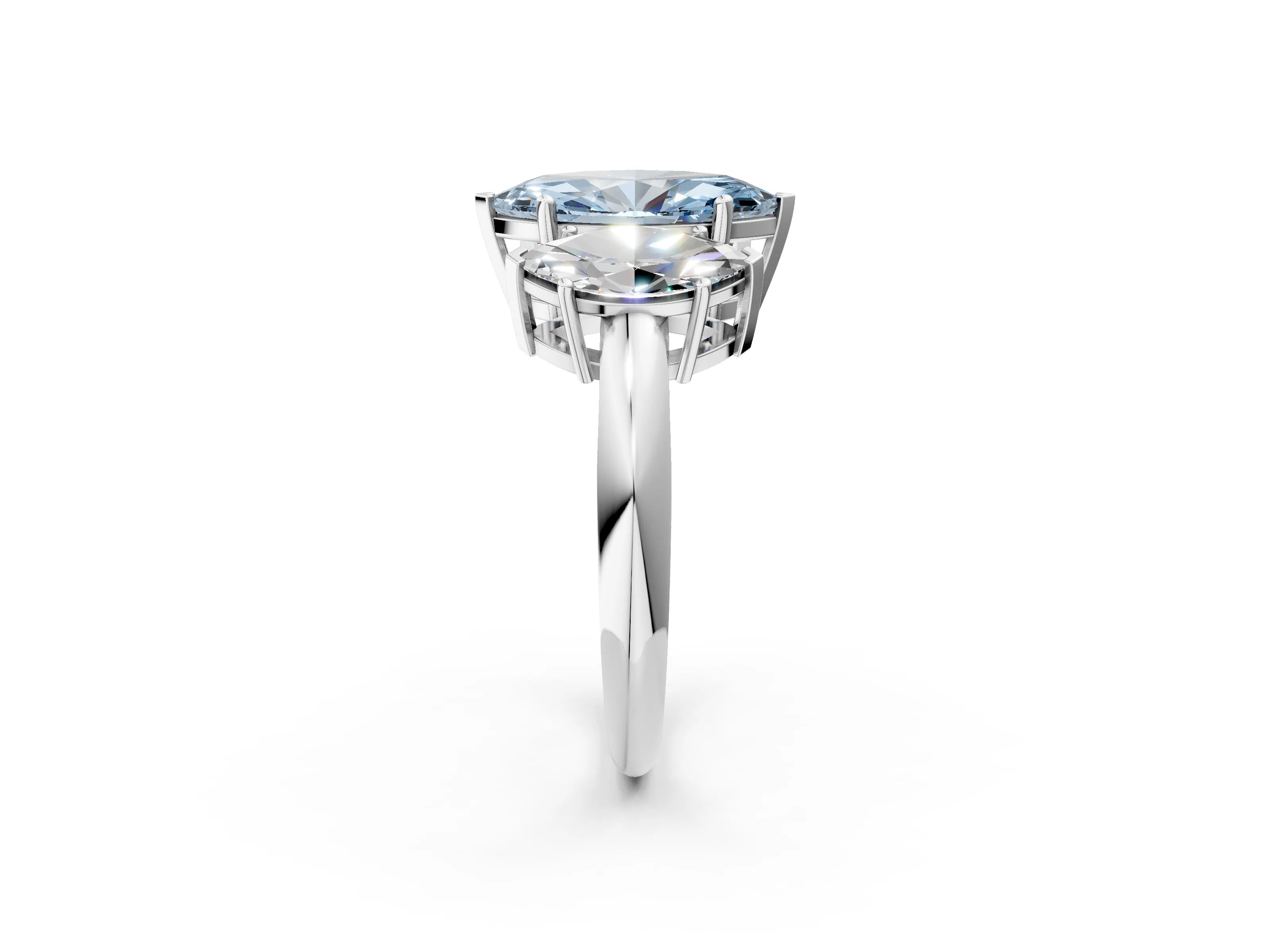 White gold Three-Stone Fancy Blue Marquise Cut Cut Diamond Engagement Ring with Prong Setting on a White Gold Band_14