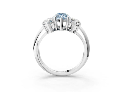 White gold Three-Stone Fancy Blue Marquise Cut Cut Diamond Engagement Ring with Prong Setting on a White Gold Band_15