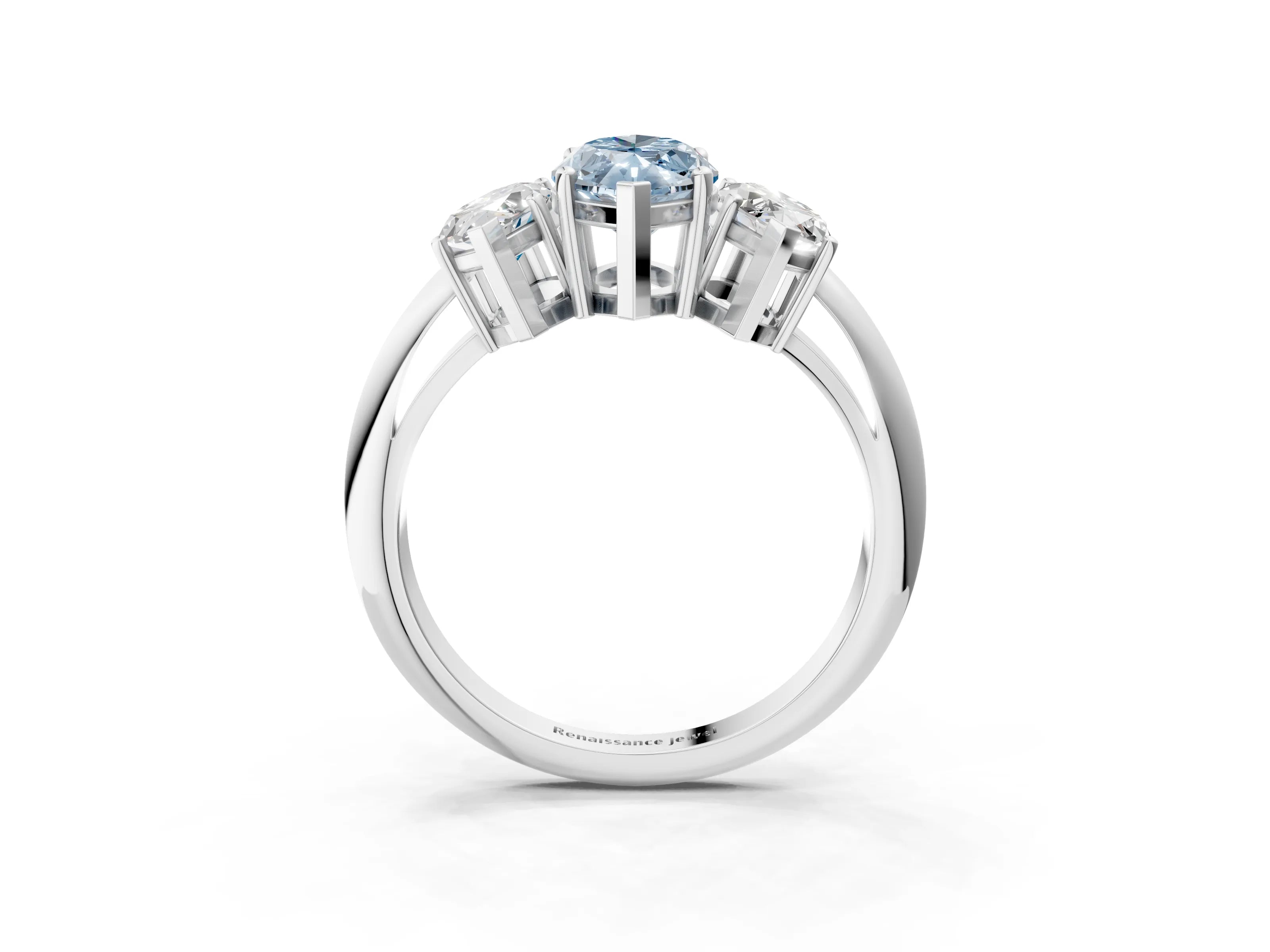 White gold Three-Stone Fancy Blue Marquise Cut Cut Diamond Engagement Ring with Prong Setting on a White Gold Band_27