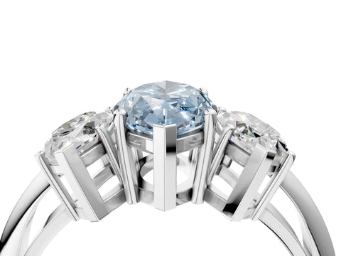 White gold Three-Stone Fancy Blue Marquise Cut Cut Diamond Engagement Ring with Prong Setting on a White Gold Band_28