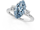 White gold Three-Stone Fancy Blue Marquise Cut Cut Diamond Pavé Band with Prong Setting_32