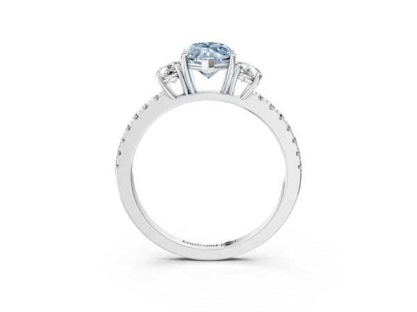 White gold Three-Stone Fancy Blue Marquise Cut Cut Diamond Pavé Band with Prong Setting