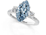 White gold Three-Stone Fancy Blue Marquise Cut Cut Diamond Pavé Band with Prong Setting_45