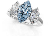 White gold Three-Stone Fancy Blue Marquise Cut Cut Diamond Ring with Channel Set Band and Four-Prong Setting_37