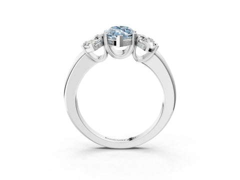 White gold Three-Stone Fancy Blue Marquise Cut Cut Diamond Ring with Channel Set Band and Four-Prong Setting_3